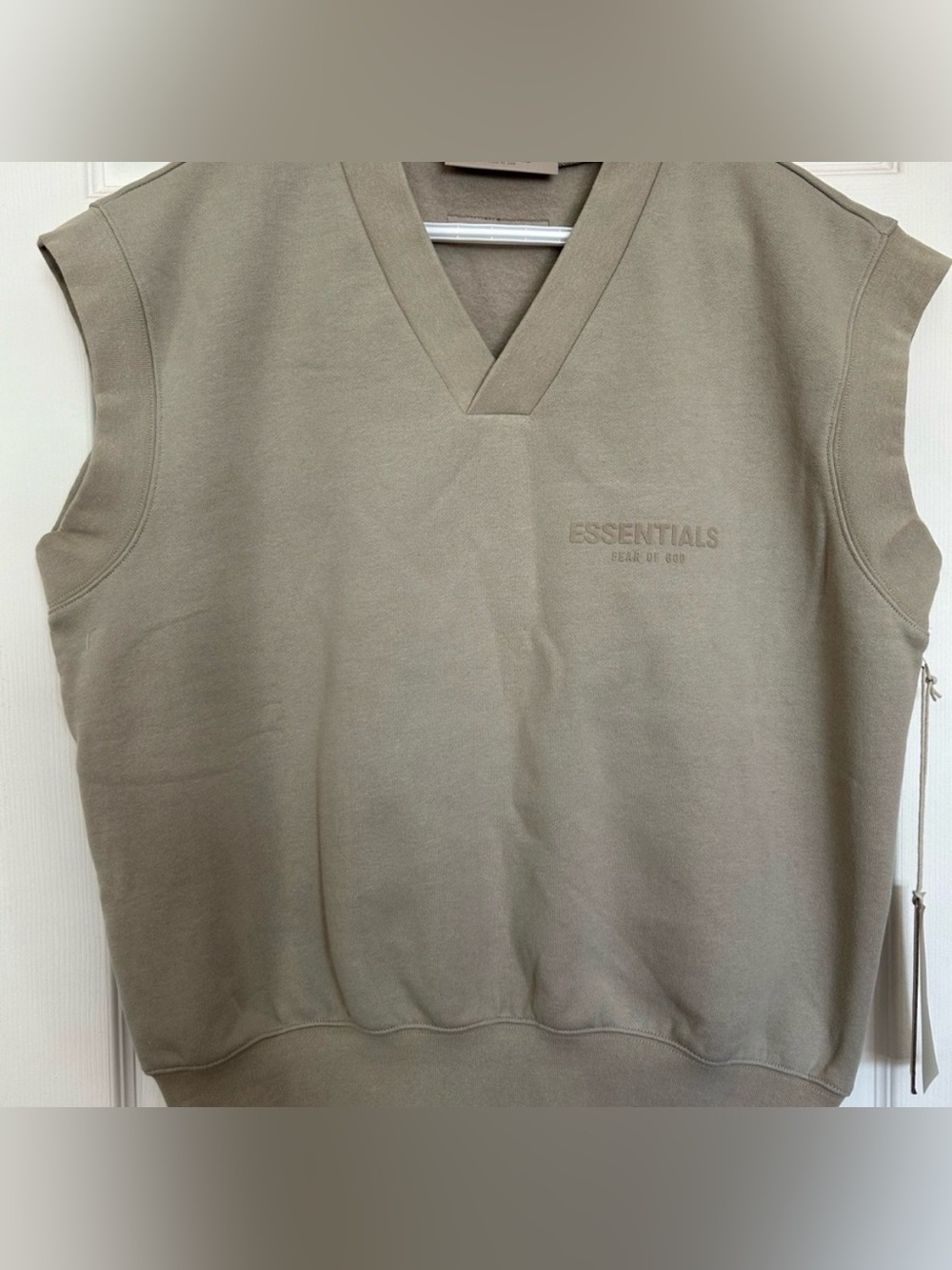 ESSENTIALS Taupe V-Neck Sleeveless Sweatshirt Vest